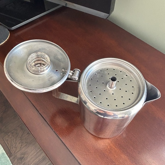 Small Vintage Stainless Steel Coffee Pot with Wooden Handle - 3 cup - Picture 4 of 8